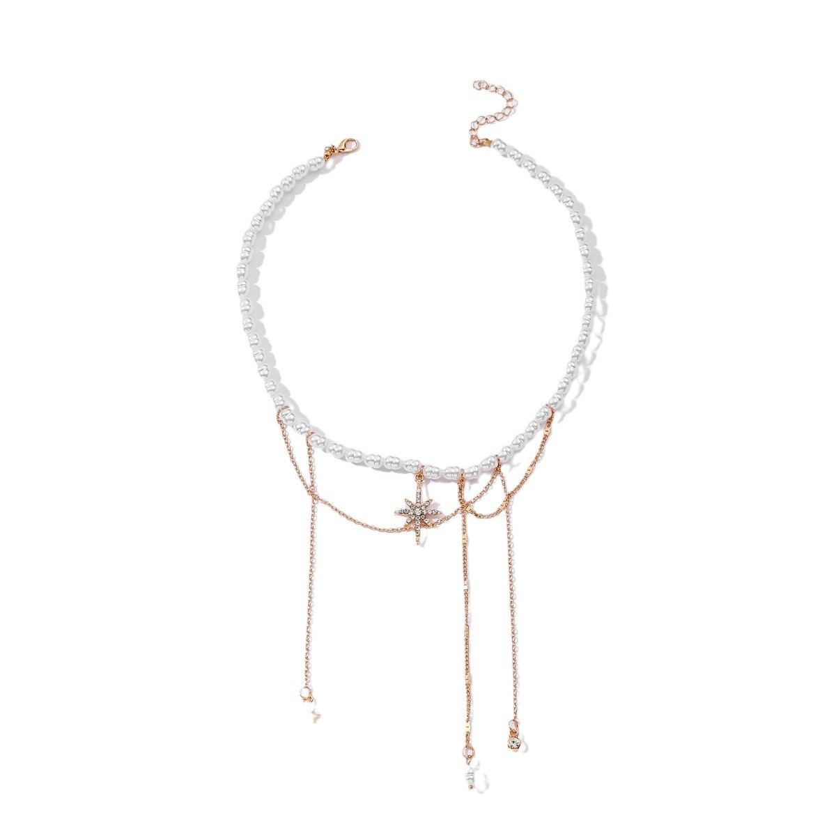 Pearl Necklace Tassel Alloy Six-pointed Star My Store