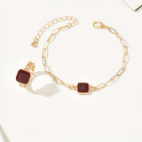 14K Gold Plated Square Agate Bracelet And Ring Set - Luxe & Timeless Jewelry My Store