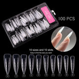 Nail Art Sheets Ultra-thin Non-marking Water Drop Pointed Ballet Coffin Trapezoid Sheets 100 Pieces Box Sheets with Scale My Store