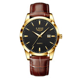 New Men's Quartz Watch Single Calendar Three Needle Leather Belt Waterproof My Store