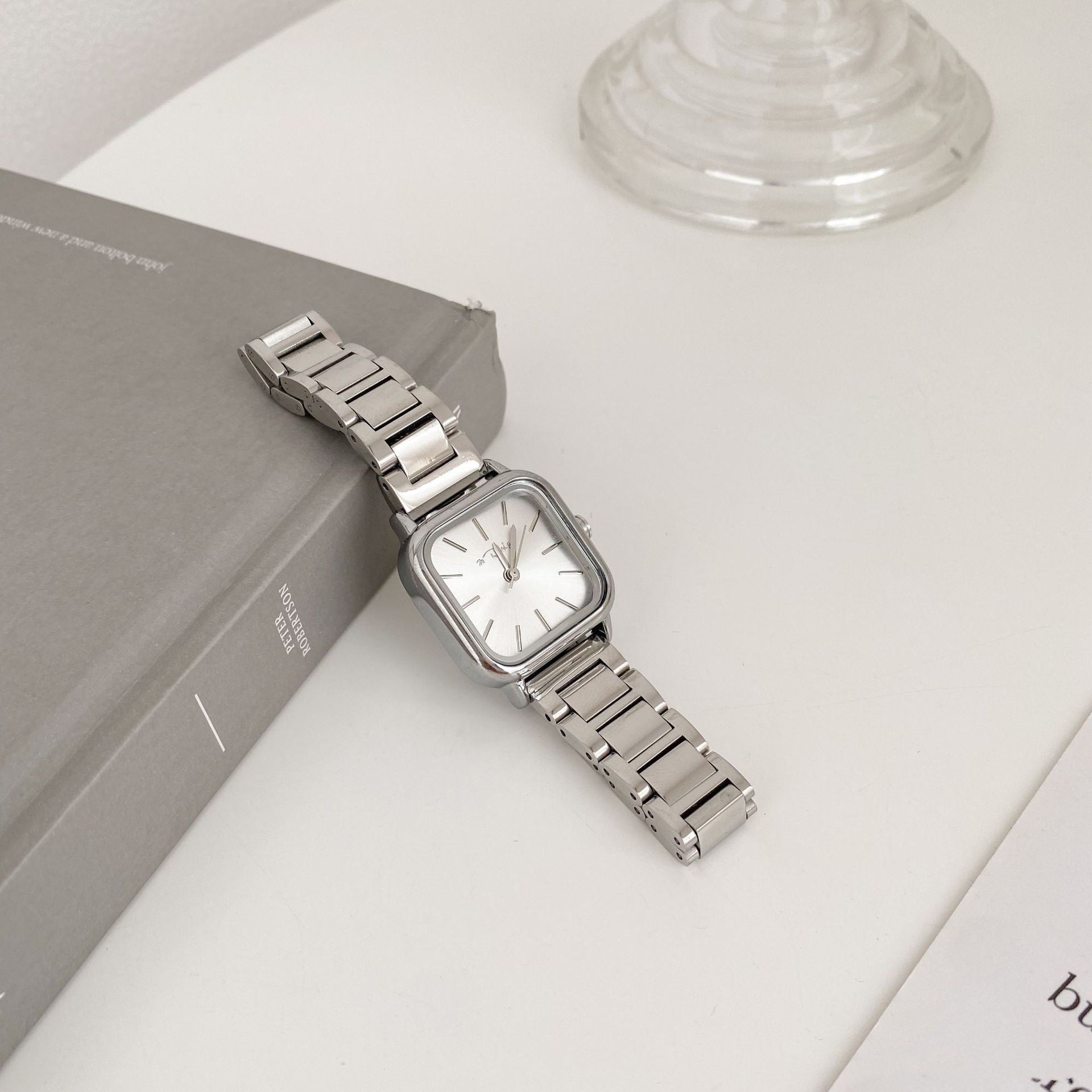 Retro Small Square Watch Female Steel Strap Watch My Store