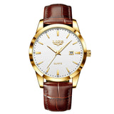 New Men's Quartz Watch Single Calendar Three Needle Leather Belt Waterproof My Store