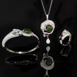 Silver inlaid jade jewelry set My Store