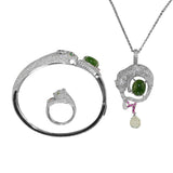 Silver inlaid jade jewelry set My Store