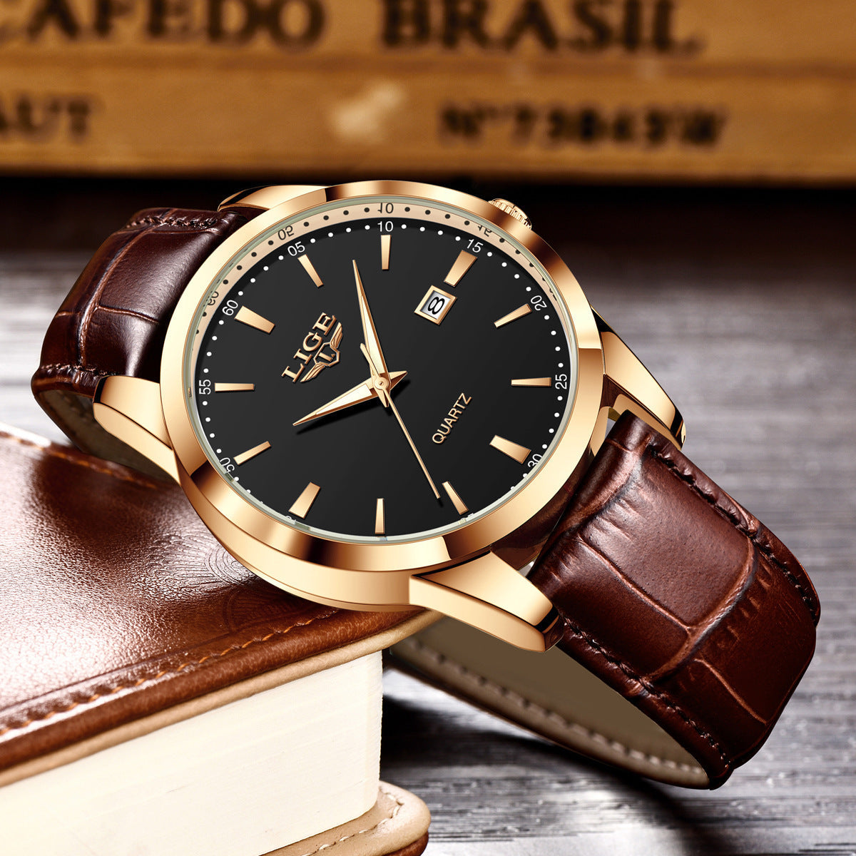 New Men's Quartz Watch Single Calendar Three Needle Leather Belt Waterproof My Store