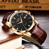 New Men's Quartz Watch Single Calendar Three Needle Leather Belt Waterproof My Store