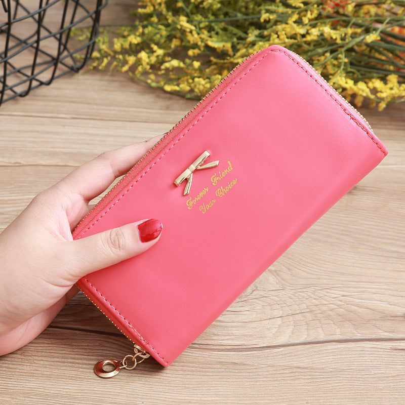 Women's Solid Color Bow Two-layer Wallet My Store