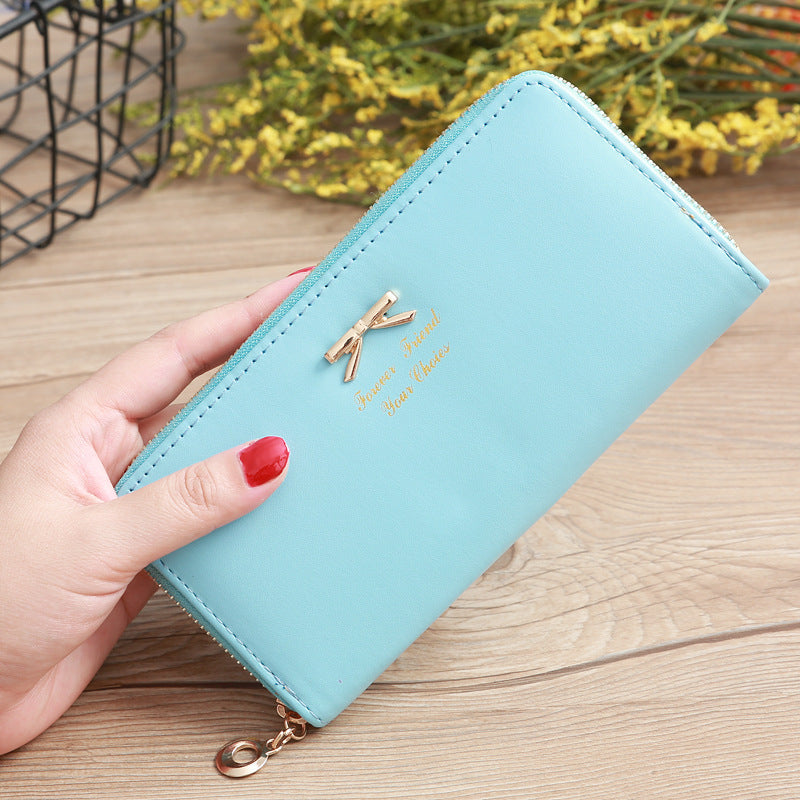 Women's Solid Color Bow Two-layer Wallet My Store
