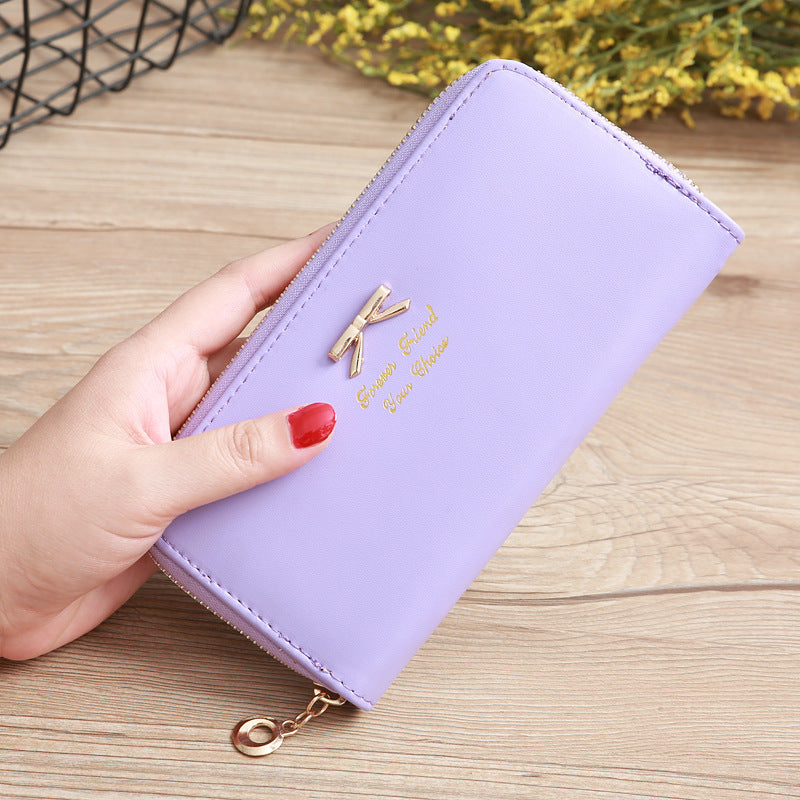 Women's Solid Color Bow Two-layer Wallet My Store