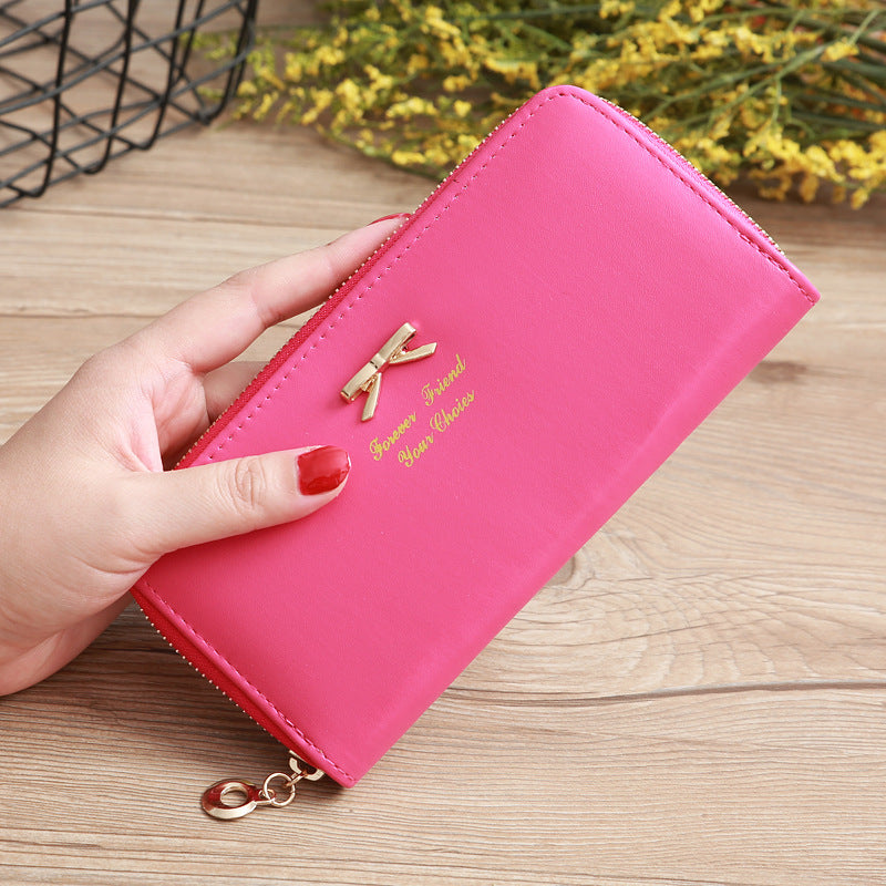 Women's Solid Color Bow Two-layer Wallet My Store