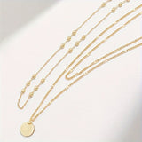 Retro Fashion Round Plate Pendant Three-layer Necklace My Store