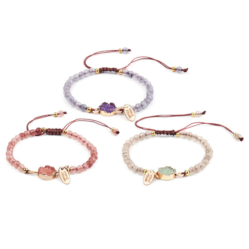 New Cross-Border Jewelry 4Mm Faceted Stone Bracelet Hand-Woven Stone Bracelet My Store