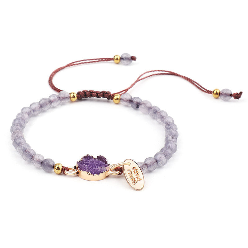 New Cross-Border Jewelry 4Mm Faceted Stone Bracelet Hand-Woven Stone Bracelet My Store