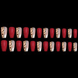 Red Jump Color Leopard Print Ballet False Nails My Store