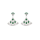 New Product Green Zircon Fan-shaped Earrings With Gold-plated Diamonds My Store