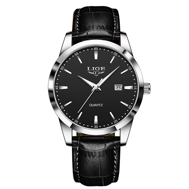 New Men's Quartz Watch Single Calendar Three Needle Leather Belt Waterproof My Store