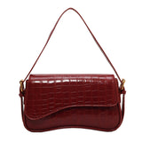 Solid Color PU Personalized Daily Stone Pattern Simple Women's Bag Shoulder Bag Underarm Bag Metal Buckle My Store
