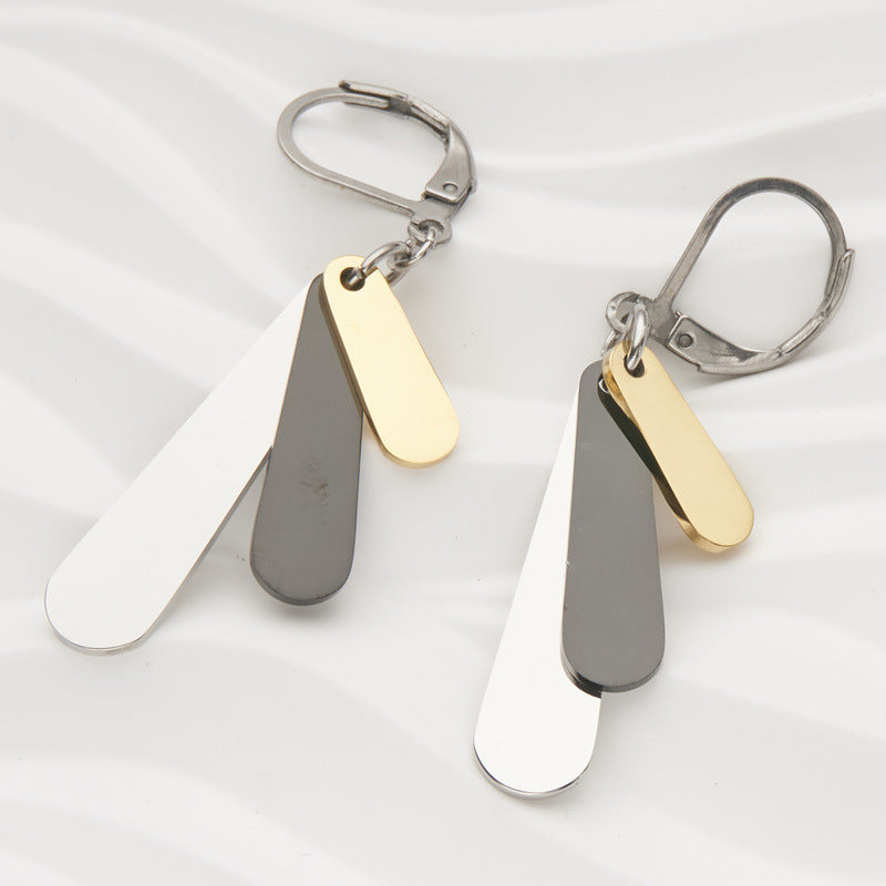 Stainless Steel Three-color Drop Earrings Women's Fashion My Store