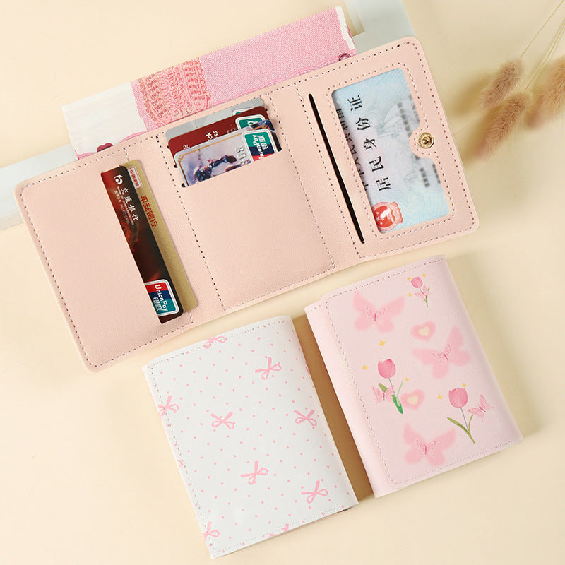 Butterfly-patterned Short Style Three-fold Wallet Multifunction My Store