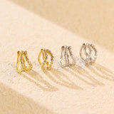Silver Double-layer Line Rhinestone Earrings My Store