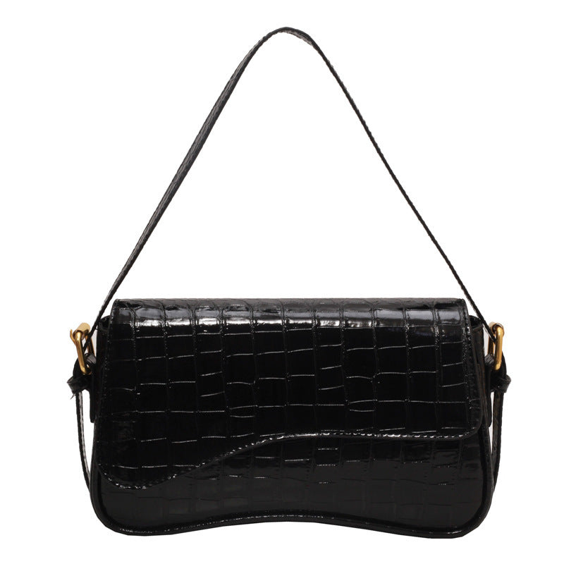 Solid Color PU Personalized Daily Stone Pattern Simple Women's Bag Shoulder Bag Underarm Bag Metal Buckle My Store