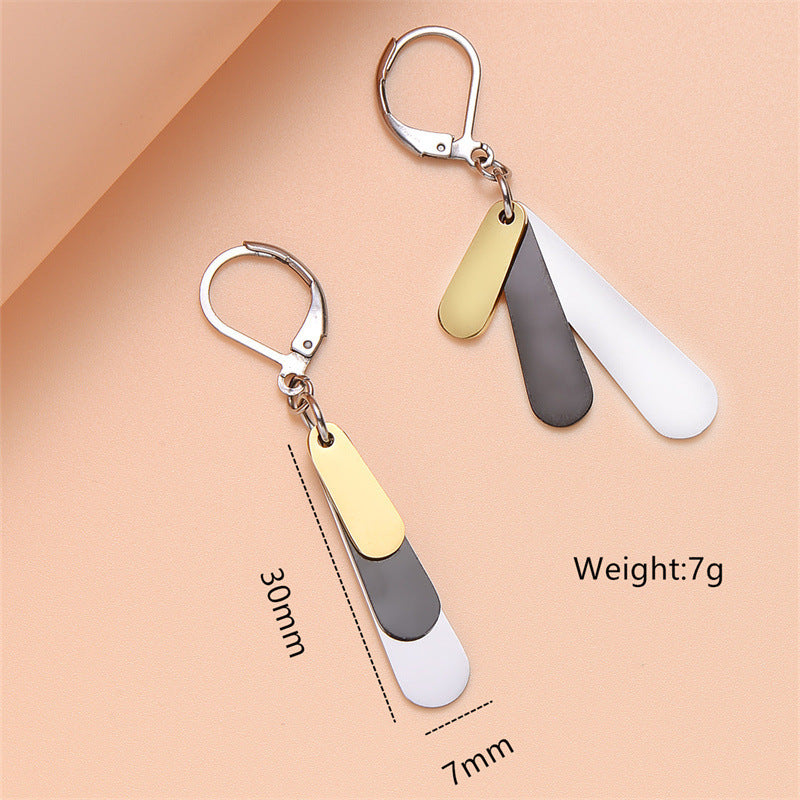 Stainless Steel Three-color Drop Earrings Women's Fashion My Store