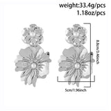 Stylish Flower Earrings Exaggerated Alloy Pearl My Store