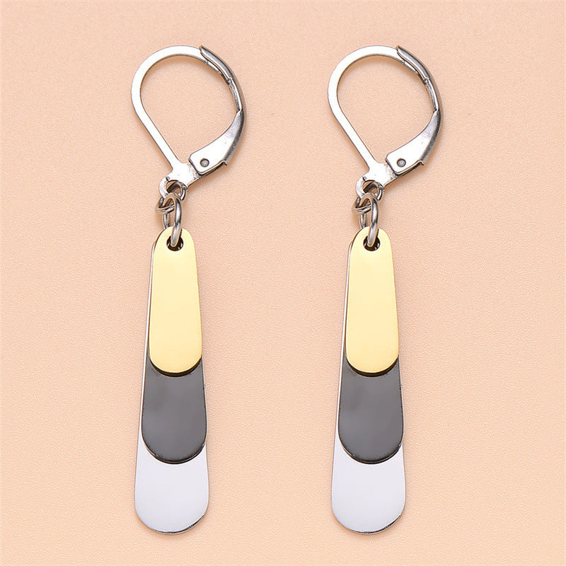 Stainless Steel Three-color Drop Earrings Women's Fashion My Store