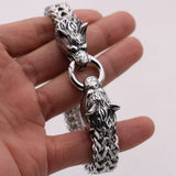 Stainless Steel Wolf Head Bracelet Titanium Steel Double Ring Bracelet For Men My Store
