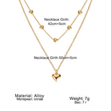 Double-layer Heart Pendant Fine Chain Necklace For Women Multilayer Gold Color Metal Necklaces Fashion Jewelry Accessories My Store