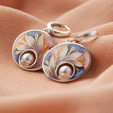 Fashion Exquisite Flower Enamel Pearl Earrings My Store