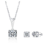 S925 Sterling Silver Inlaid Moissanite Stud Necklace Two Piece Set My Store