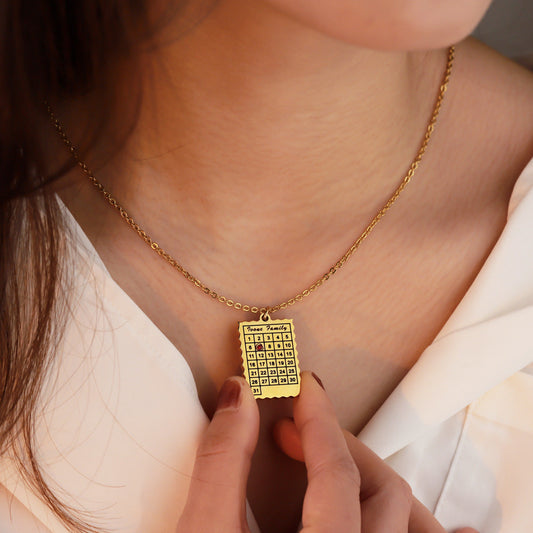 Female DIY Engraving Basic Versatile Calendar Necklace My Store