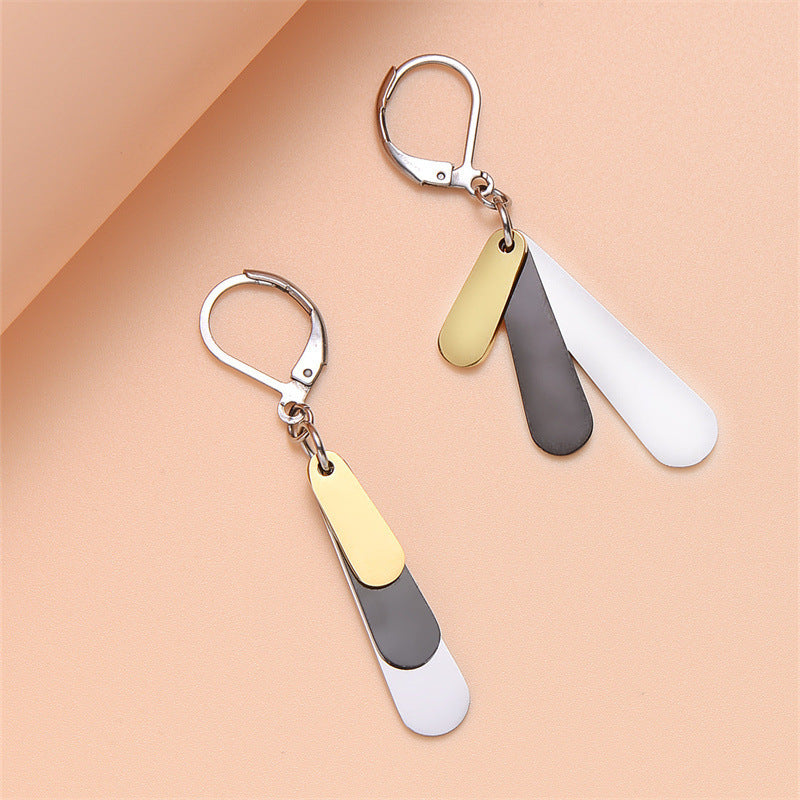 Stainless Steel Three-color Drop Earrings Women's Fashion My Store