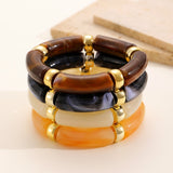 European And American Resin Beaded Bamboo Joint Geometric Exaggerated Color Matching Design Bracelet My Store